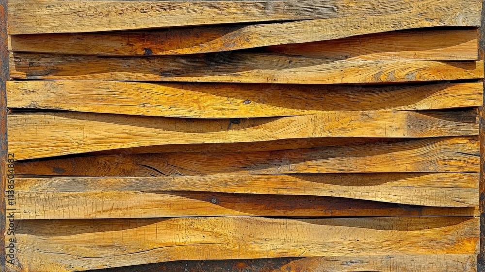 Aufkleber artistic rustic workshop display textured beauty of horizontally stacked wooden planks in natural se