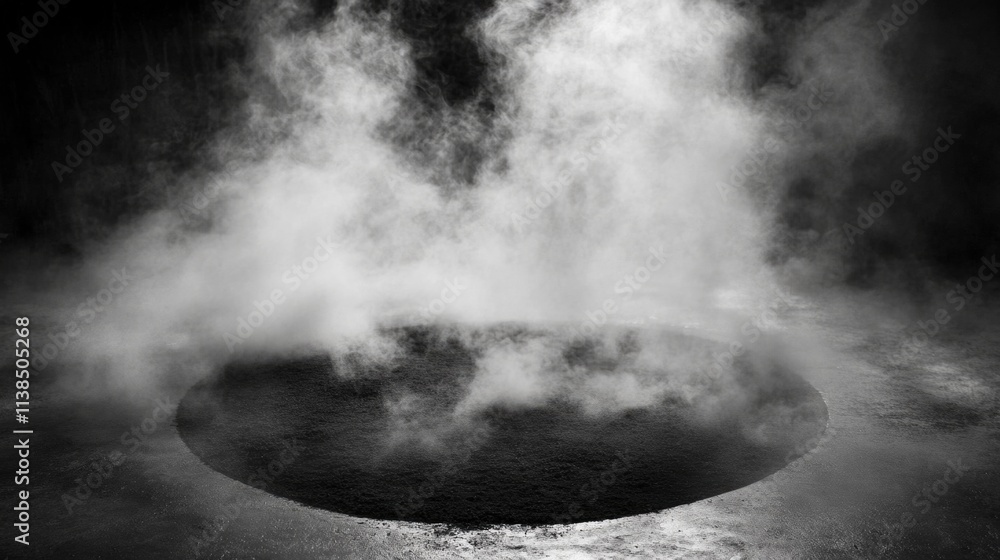 Poster a black and white photo of a simple hole in the ground, suitable for use as a background or illustra