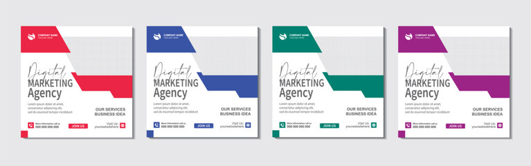 Digital marketing agency and corporate social media post or square banner template