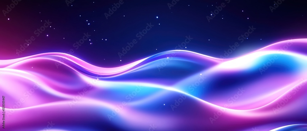 Poster vibrant abstract waves of color in blue and pink create a mesmerizing visual effect.