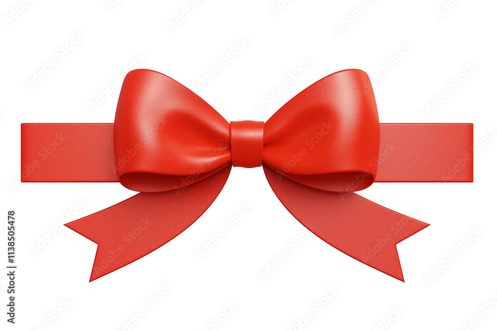 Poster red ribbon with wide bow isolated on white background, perfect for gift wrapping and decoration. vib