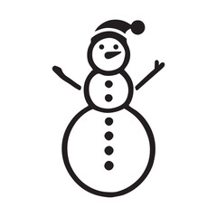 Adorable Black Silhouette Snowman Illustration for Winter Holidays