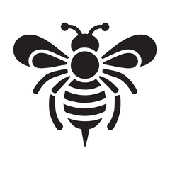 Adorable Black Silhouette Bee Icon Vector Illustration