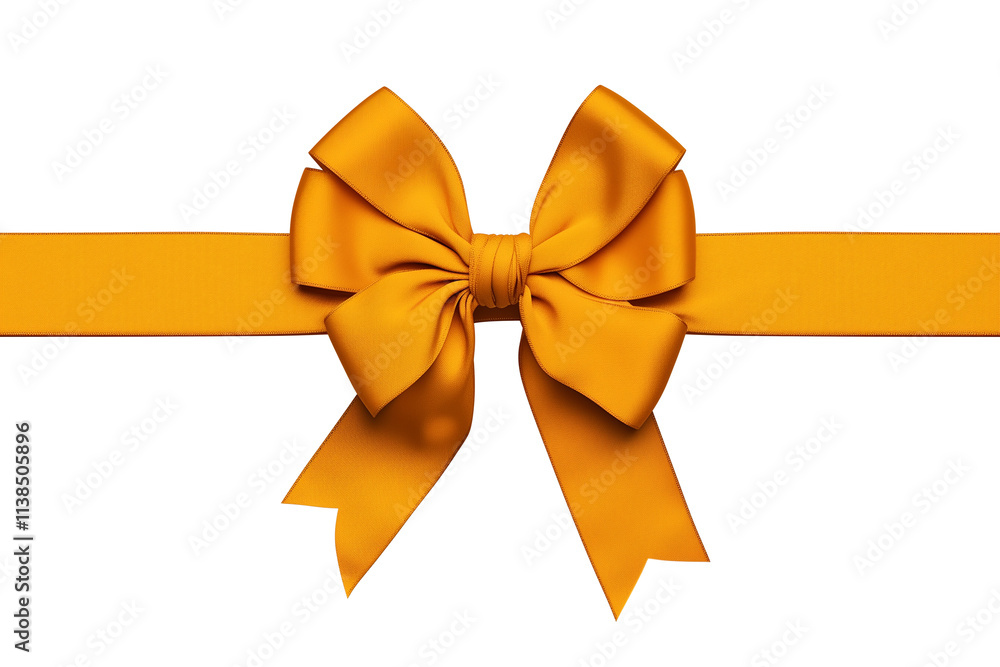 Poster vibrant orange ribbon with twisted bow is elegantly isolated on white background, showcasing its smo