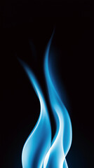 Blue gas flame on a black background 