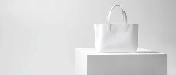 Minimalist white tote bag in a clean studio light environment symbolizing functional design and effortless sophistication