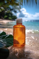 A plastic bottle sits atop a sandy beach, perhaps lost or abandoned
