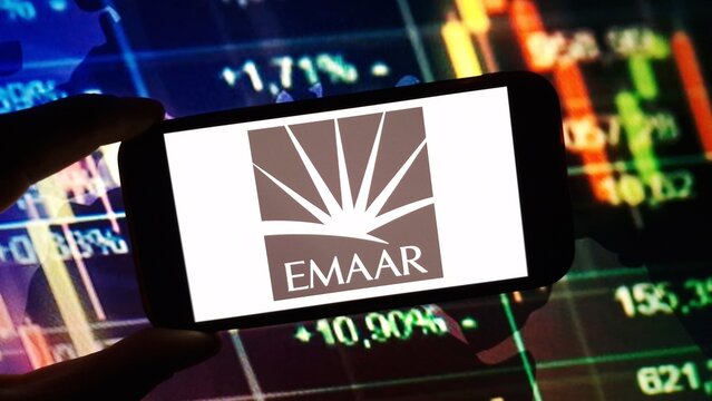 Konskie, Poland - December 15, 2024: Emaar Development PJSC company logo displayed on mobile phone