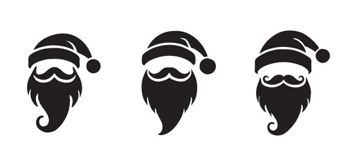Santa Claus Silhouette Icons Set for Christmas Designs