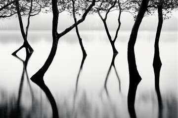 Monochrome mangrove landscape