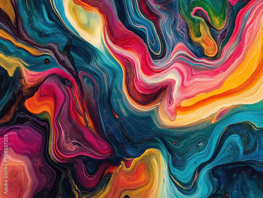 Poster a vibrant abstract swirl of colors creating a dynamic and fluid visual experience.