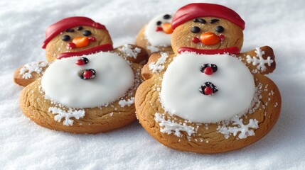 Fototapeta premium Freshly baked cookies topped with sweet and creamy frosting