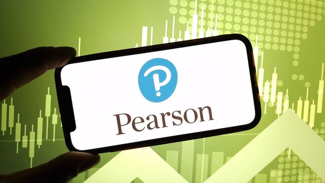 Konskie, Poland - December 15, 2024: Pearson plc company logo displayed on mobile phone
