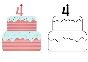 Set of icons cake with number 4
Vector cake on white background not birthday
