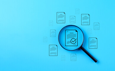Document Review and Quality Control Concept. Document with a checkmark, quality assurance, and...