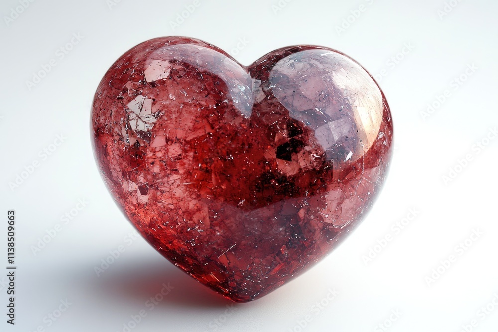 Poster A single red heart-shaped object sits on a white surface, ideal for use in designs related to love and relationships