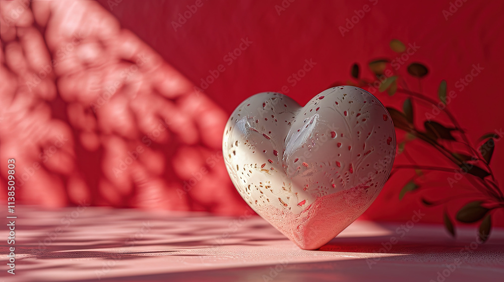 Poster valentine day abstract composition with heart in 3d style.