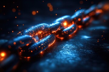 A detailed view of a metal chain lying on a table surface, ready for use or display