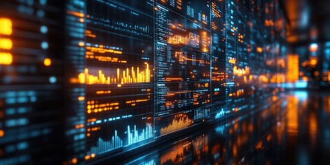 Obraz premium A computer screen displaying a large amount of digital data, suitable for illustrating technology or information concepts