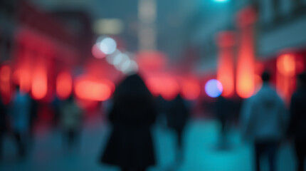 Futuristic and atmospheric city scene with bokeh effect and subdued neon lighting