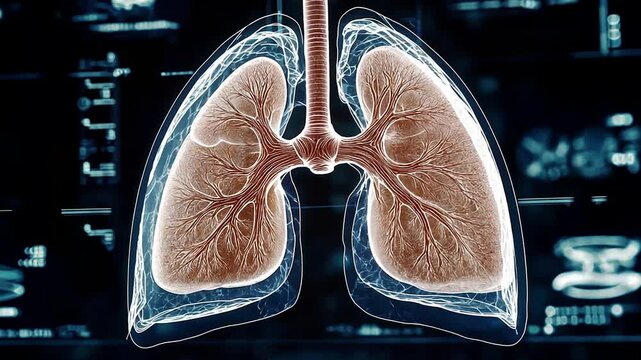Detailed X-Ray Image of Human Lungs and Bronchial Tree, medical and anatomical study for healthcare professionals and researchers.	