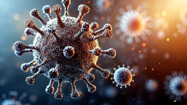 Holographic Close up of a Viral Structure virus in a futuristic visualization