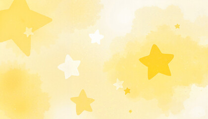 Yellow stars and soft watercolor background for playful and cheerful designs