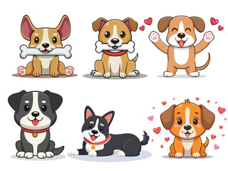 Fototapeta premium Editable Adorable Puppies: Playful and Furry Dog Vector Illustration with Creative, Colorful, and Trendy Design Elements EPS JPG