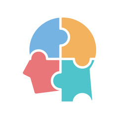 パズルのピースを組み合わせた横顔