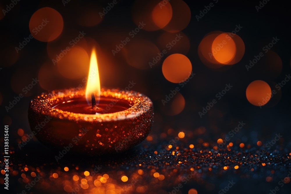 Poster a single lit candle sits on top of a table