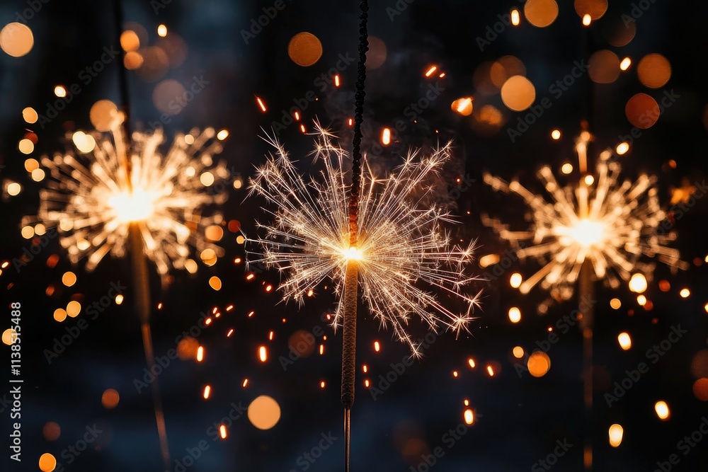 Poster aerial display of sparklers in flight