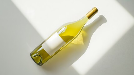 Fototapeta premium 12. A top-down perspective of a wine bottle on a white background with shadows