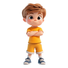 3D Toddler Boy Standing Isolated on a Transparent Background, Perfect for Children's Content, Educational Materials, or Playful Illustrations