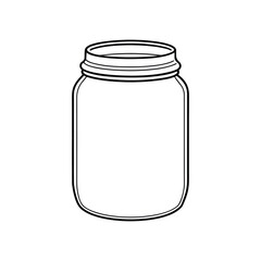 Simple Empty Mason Jar Outline - Black and White Vector Line Art for Kitchen, Storage, and Design Uses
