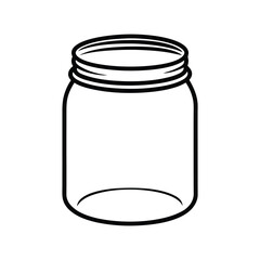 Simple Empty Mason Jar Outline - Black and White Vector Line Art for Kitchen, Storage, and Design Uses