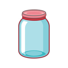 Empty Mason Jar with Red Lid - Colorful Glass Jar Vector Illustration for Storage, Kitchen, and Design
