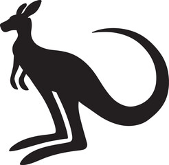 Kangaroo animal silhouette vector art illustration isolated on transparent background