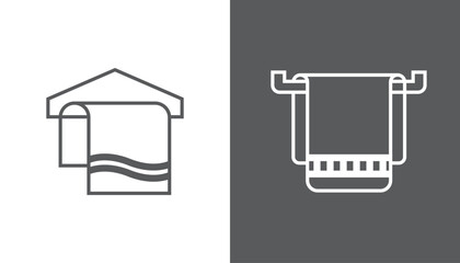 Bath towel on hanger icon set design isolated on white background. vector illustration