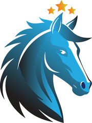 The logo and brand vector illustration combines the image of a horse, star and shield