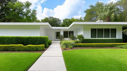 Modern suburban house design featuring lush landscaping and clean lines for ideal homeownership experience