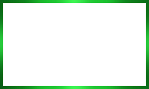Glowing green rectangle frame. Shiny green border frame. Christmas card frame