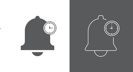 Bell and clock icon set design. vector illustration