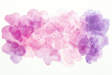 Fototapeta premium Soft pastel hues of pink and lavender blend harmoniously against a clean white background, creating a delicate and artistic display of watercolor splashes. The transparency adds an ethereal quality to