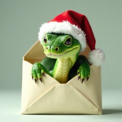 The symbol of 2025, a green snake in an envelope