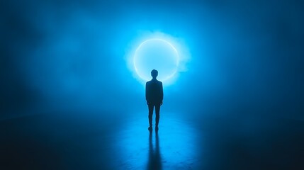 Obraz premium 3. A bright blue background with a subtle glow in the center for added depth