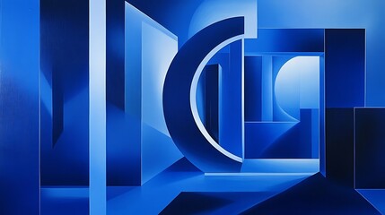 11. A bold blue background with abstract geometric shapes subtly visible