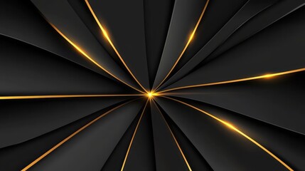 Abstract Black Gold Radiating Lines Design