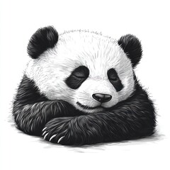 Fototapeta premium Adorable sleeping giant panda cub illustration.