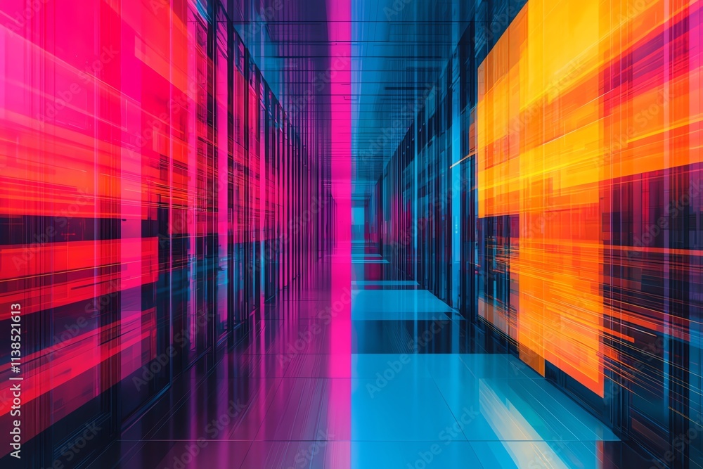 Aufkleber a vibrant, abstract representation of data flow in a digital environment.