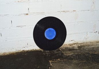 Mockup Of Record With Customizable Label By Wall, Flash